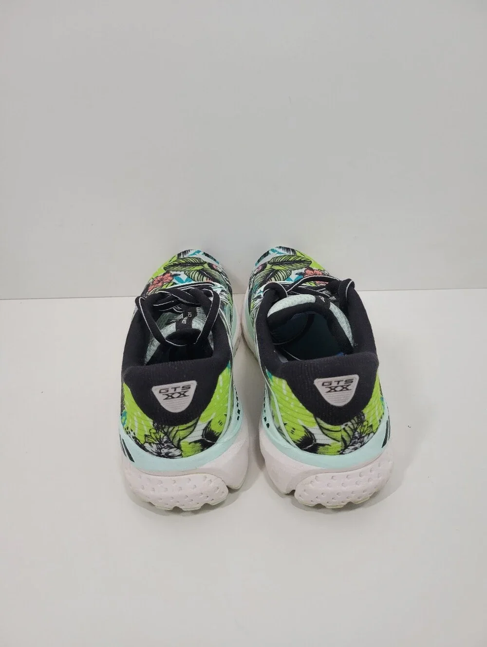 Brooks Adrenaline GTS 20 Green Tropical Floral Gym Running Sneakers Women Sz 7.5 - Picture 6 of 7